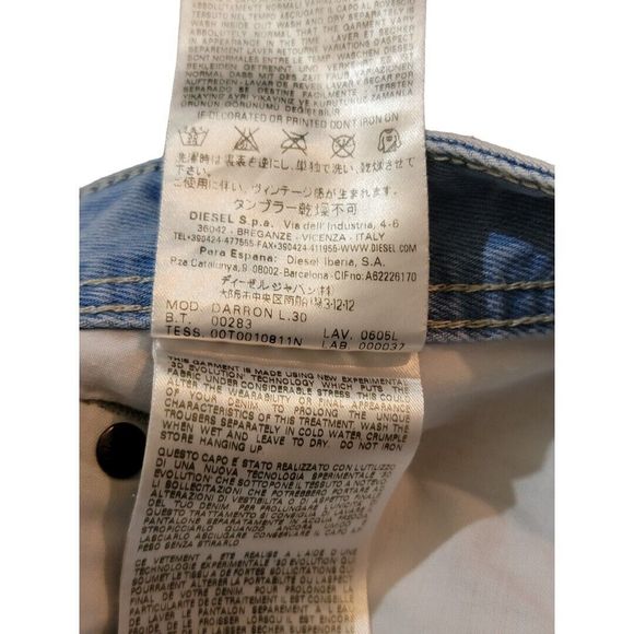 Men's Diesel Jeans Darron 32Wx30L Regular Slim Tapered Light Wash - Picture 11 of 14